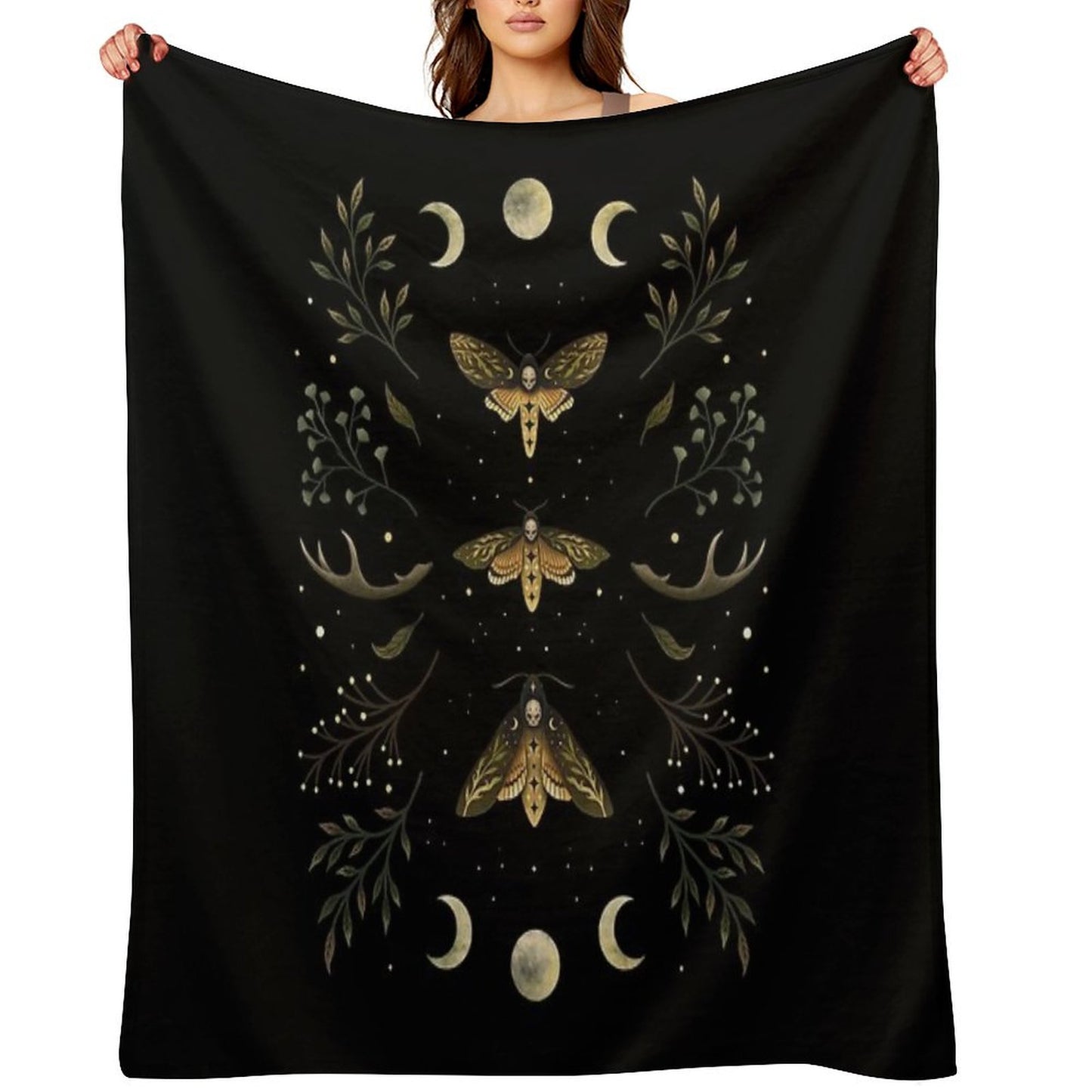 Death Head Moths Night Throw Blanket