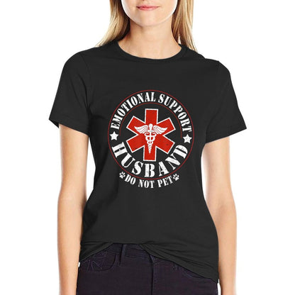 Emotional Support Husband Do Not Pet Funny Mens Husband  Rolled Sleeves T-Shirt