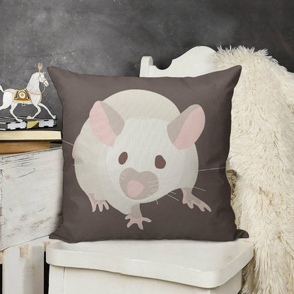 Pet Portrait White Mouse with Red Eyes Linen Throw Pillow Cover