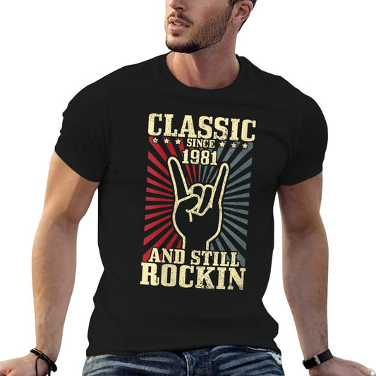 Womens 1981 Classic Rock Vintage Rock & Roll 40th Birthday Gift  Moisture-wicking T-Shirt