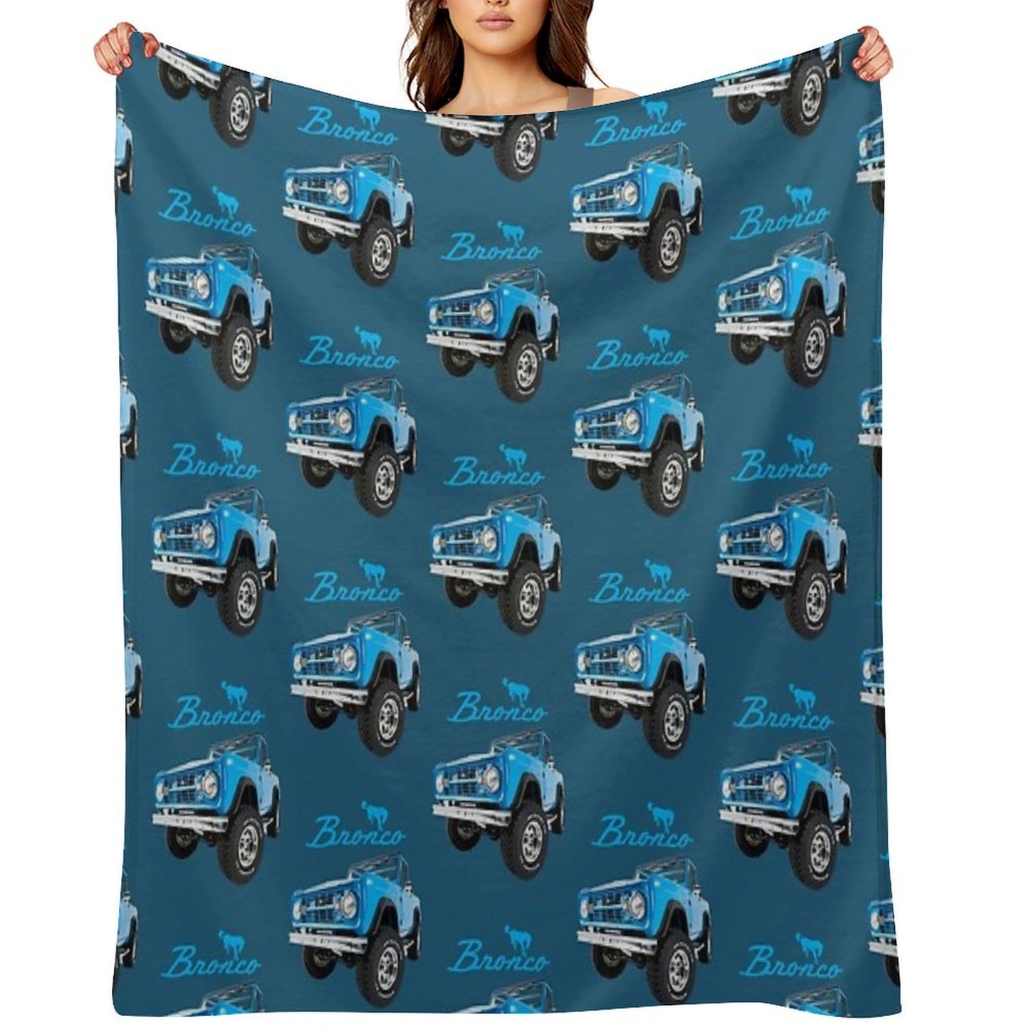 Blue Bronco Retro Bronco Throw Blanket