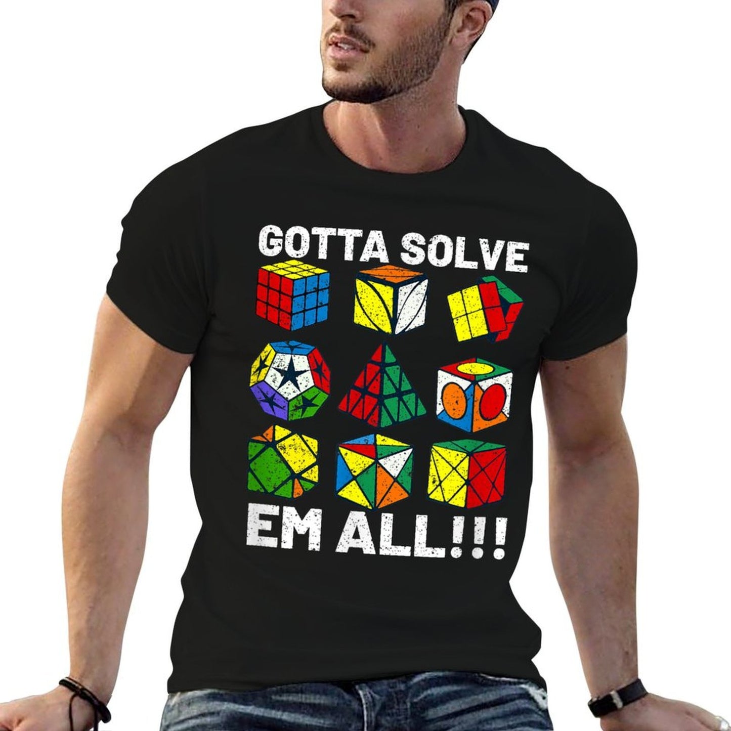 Competitive Puzzle Cube Gotta Solve Em All Speed Cubing  Relaxed-fit T-Shirt