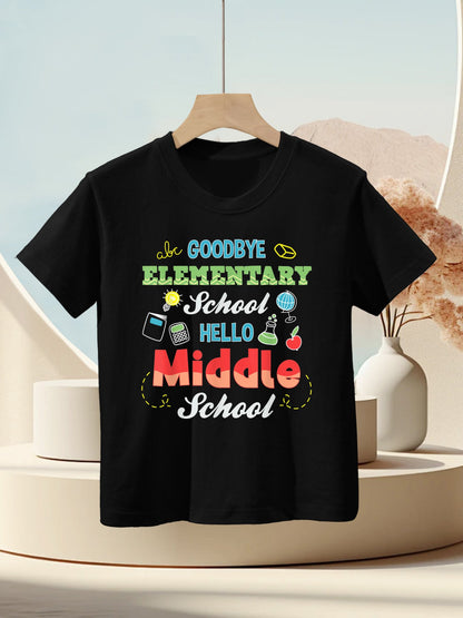 Goodbye Elementary School Hello Middle School Graduation Kids T-Shirt