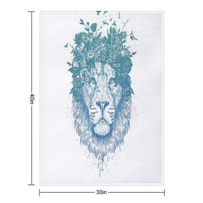 Floral Lion Throw Blanket