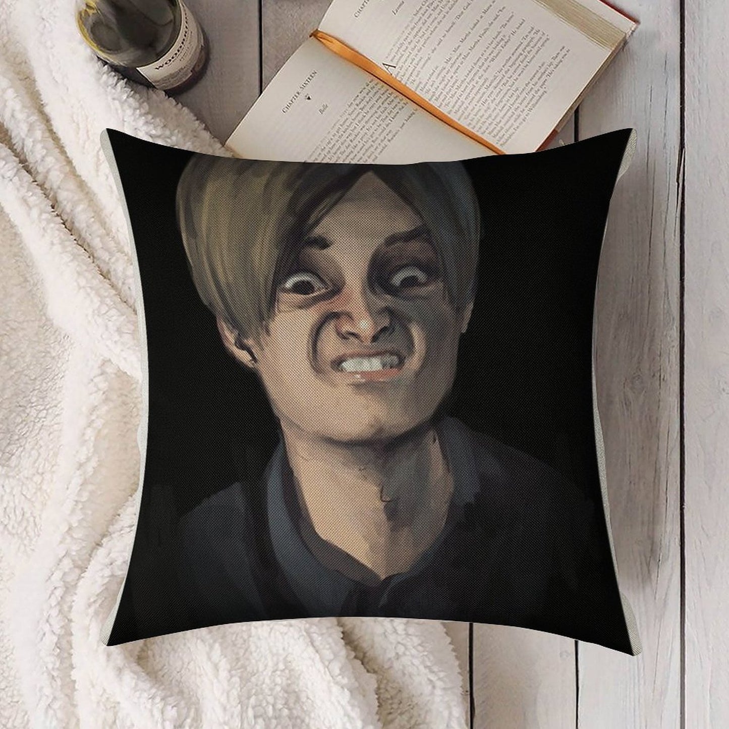 Leon Kennedy The Face - Resident Evil 2 Linen Throw Pillow Cover