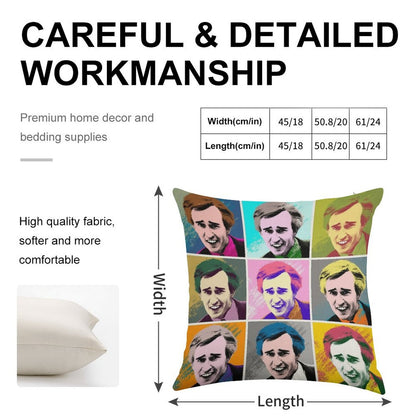 Alan Partridge Warhol Inspired Pop Art 3x3 Linen Throw Pillow Cover