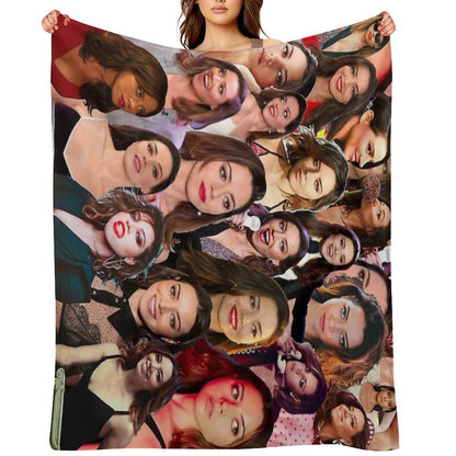 Aubrey Plaza Photo Collage Throw Blanket