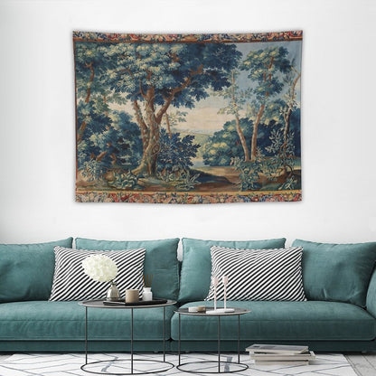 GREENERY, TREES IN WOODLAND LANDSCAPE Antique Flemish Tapestry Tapestry