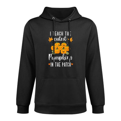 I Teach The Cutest Pumpkins in The Patch Halloween Teacher Cotton-Polyester Blend Hoodie