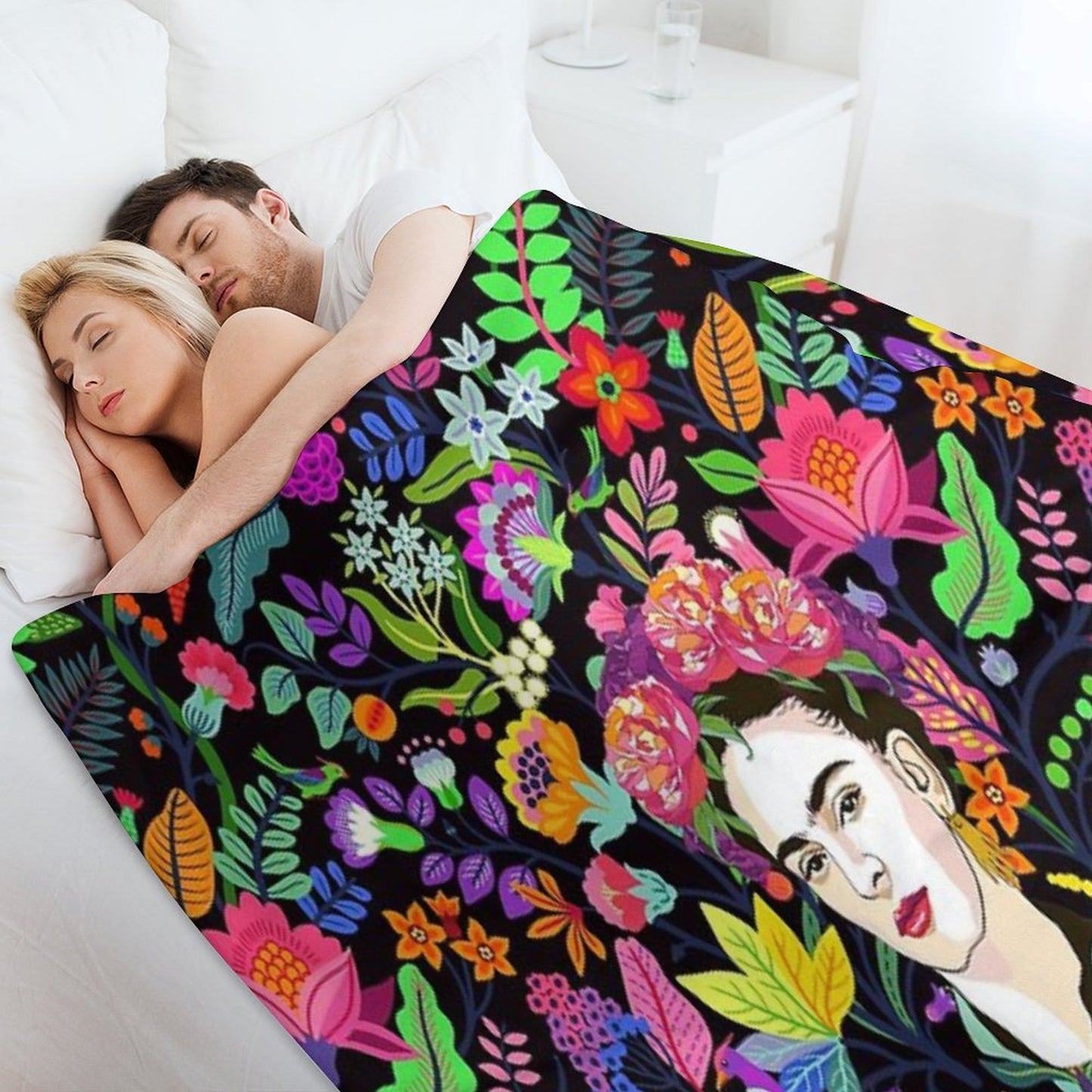 Frida in Bloom Throw Blanket