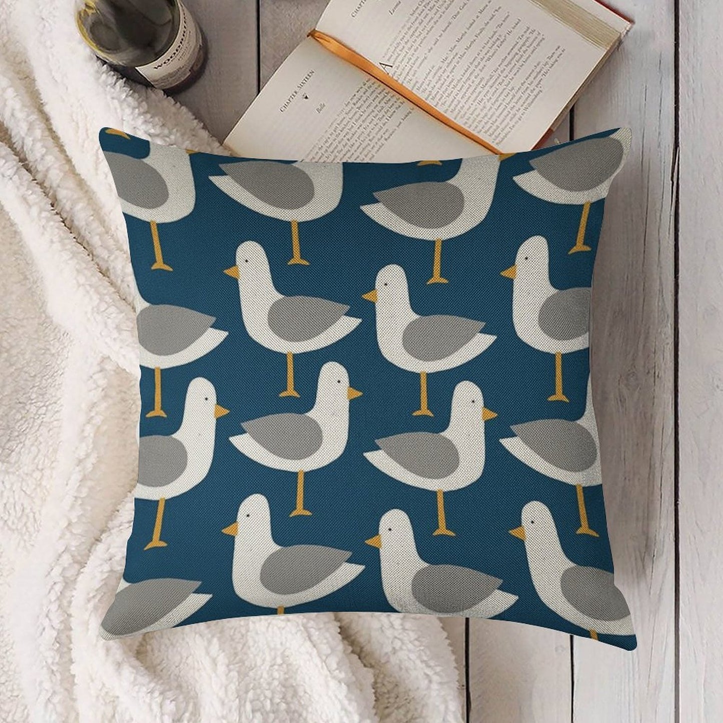 Seagull 4.0 Linen Throw Pillow Cover