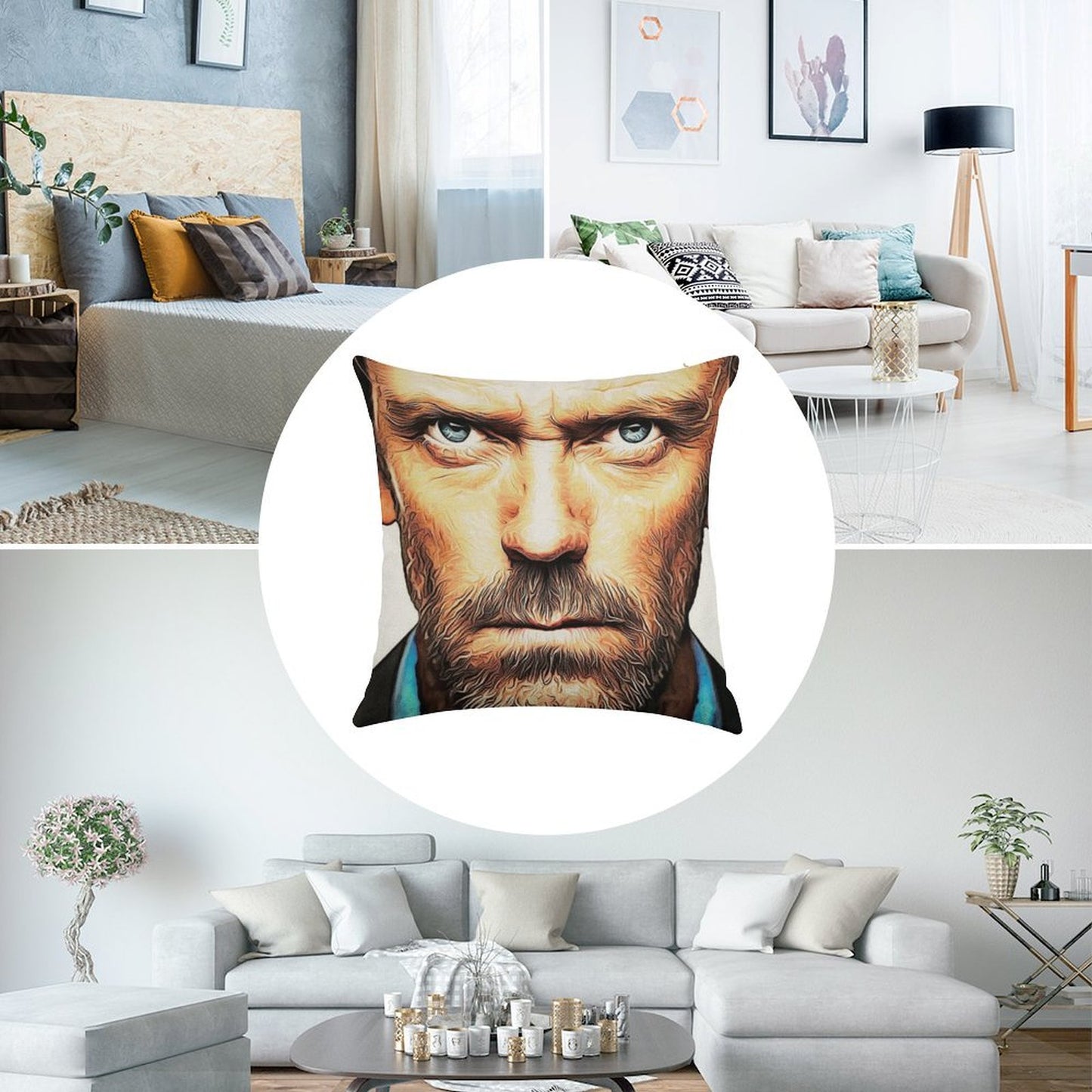 Dr. House Linen Throw Pillow Cover