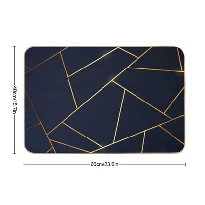 Geometric Navy Gold Stone Bath Mat