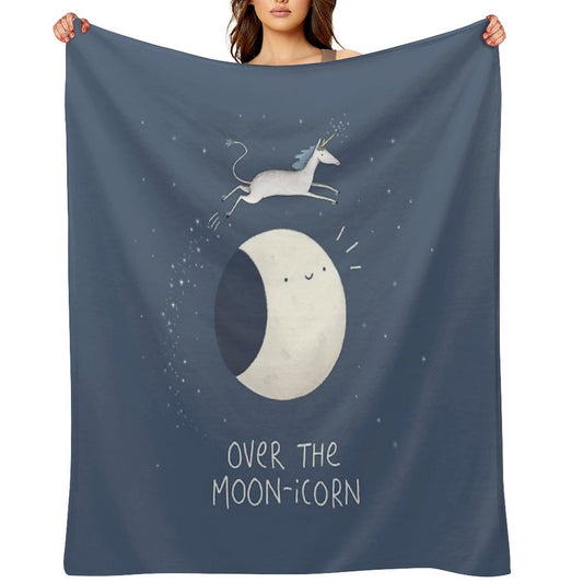 Over The Moon-icorn Throw Blanket