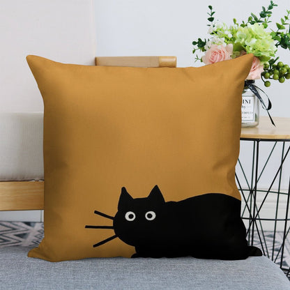 Black Cat(s) Linen Throw Pillow Cover