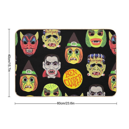 Vintage Halloween Masks Bath Mat