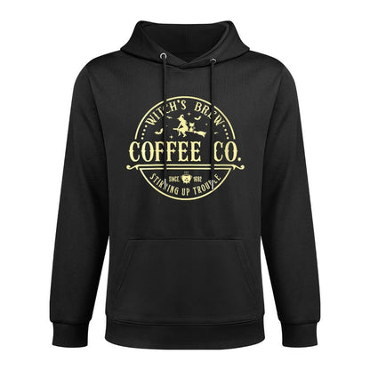 Womens Witchs Brew Coffee Co Stirring Up Trouble Funny Halloween Colorfast Hoodie