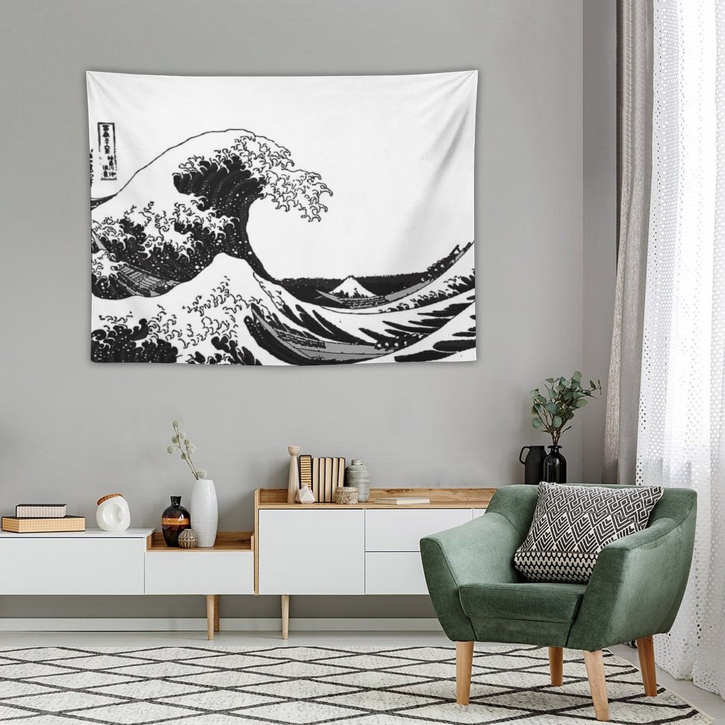 Great Wave Monochrome Tapestry