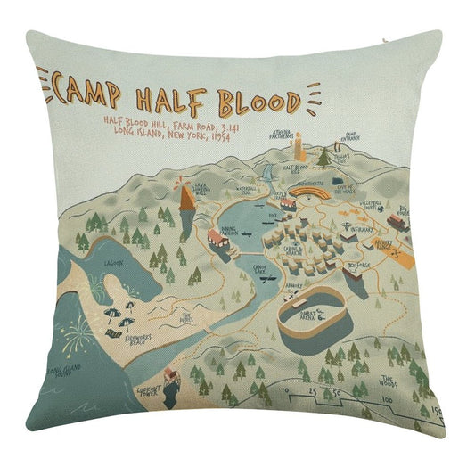 Map of Camp Half Blood Linen Throw Pillow Cover