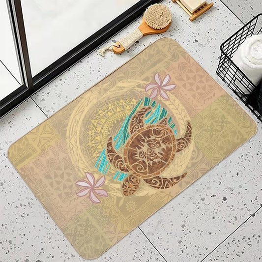 Vintage Samoan Turtle Tapa Print Bath Mat