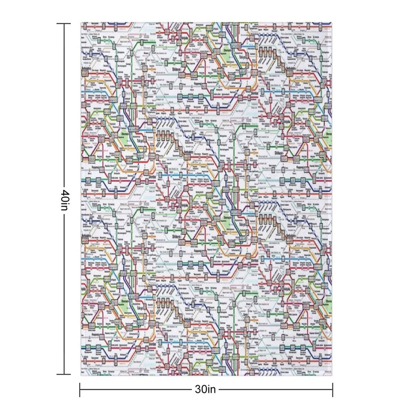 Tokyo Subway Map Clock Throw Blanket
