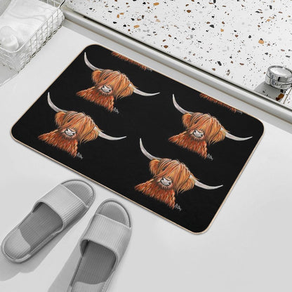 Scottish Hairy Highland Cow ' HeNRY B 2 ' by Shirley MacArthur Bath Mat