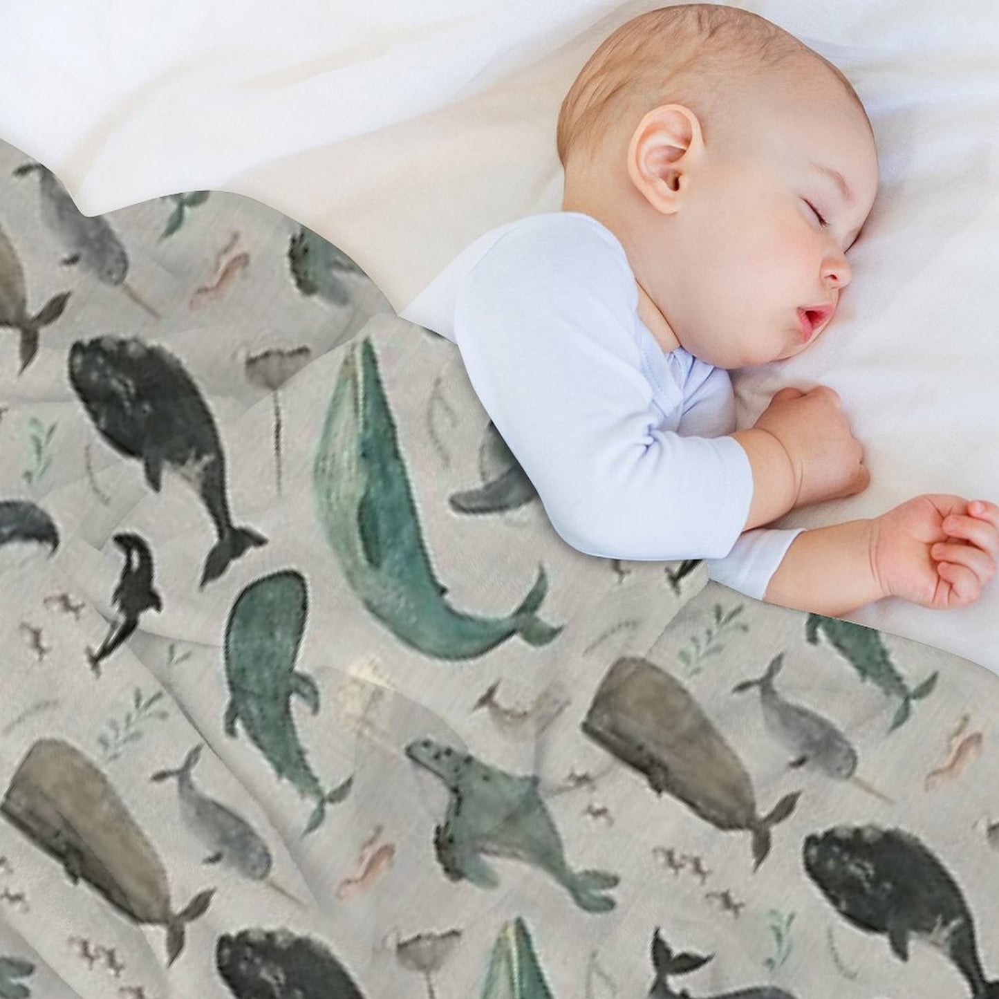 Whale Song Gray Throw Blanket