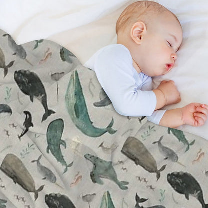 Whale Song Gray Throw Blanket