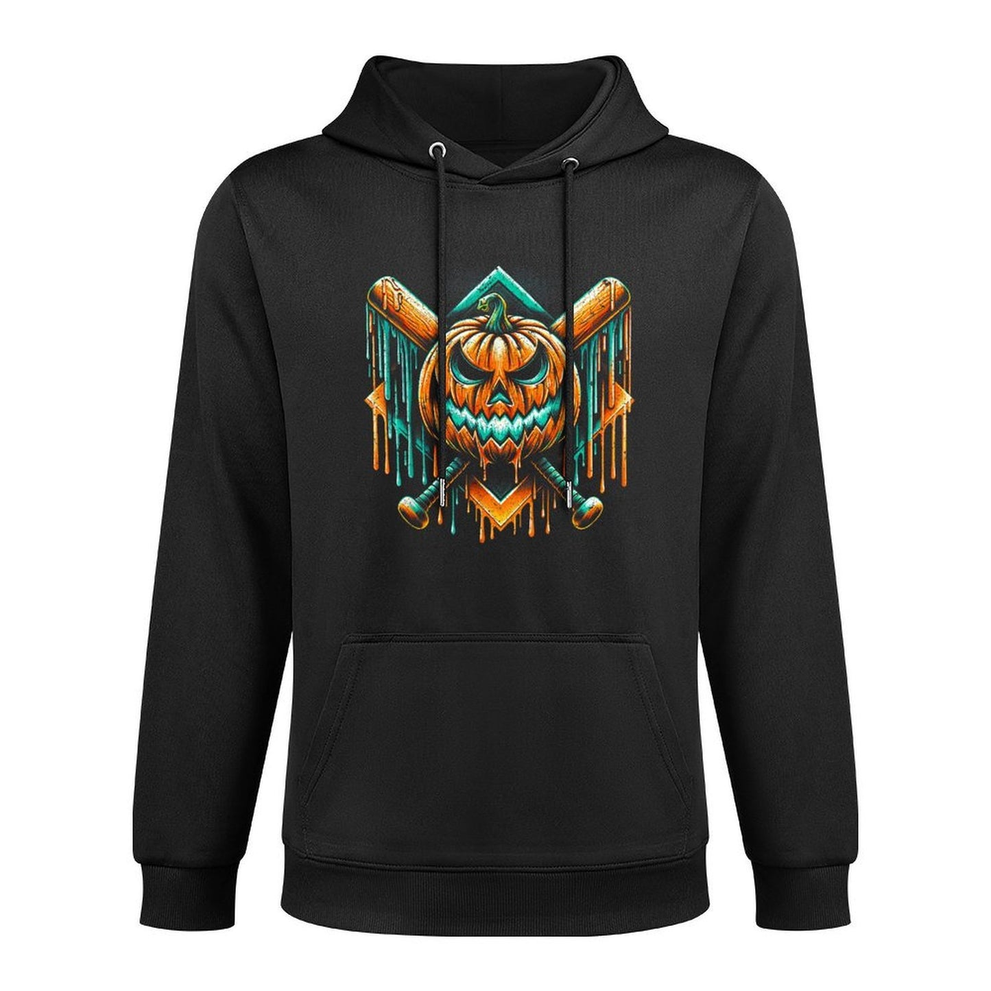 Pumpkin Halloween Crossed Bats Baseball Ice Cream Drip Layering Staple Hoodie