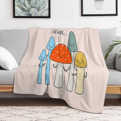 Growing Mushrooms Throw Blanket