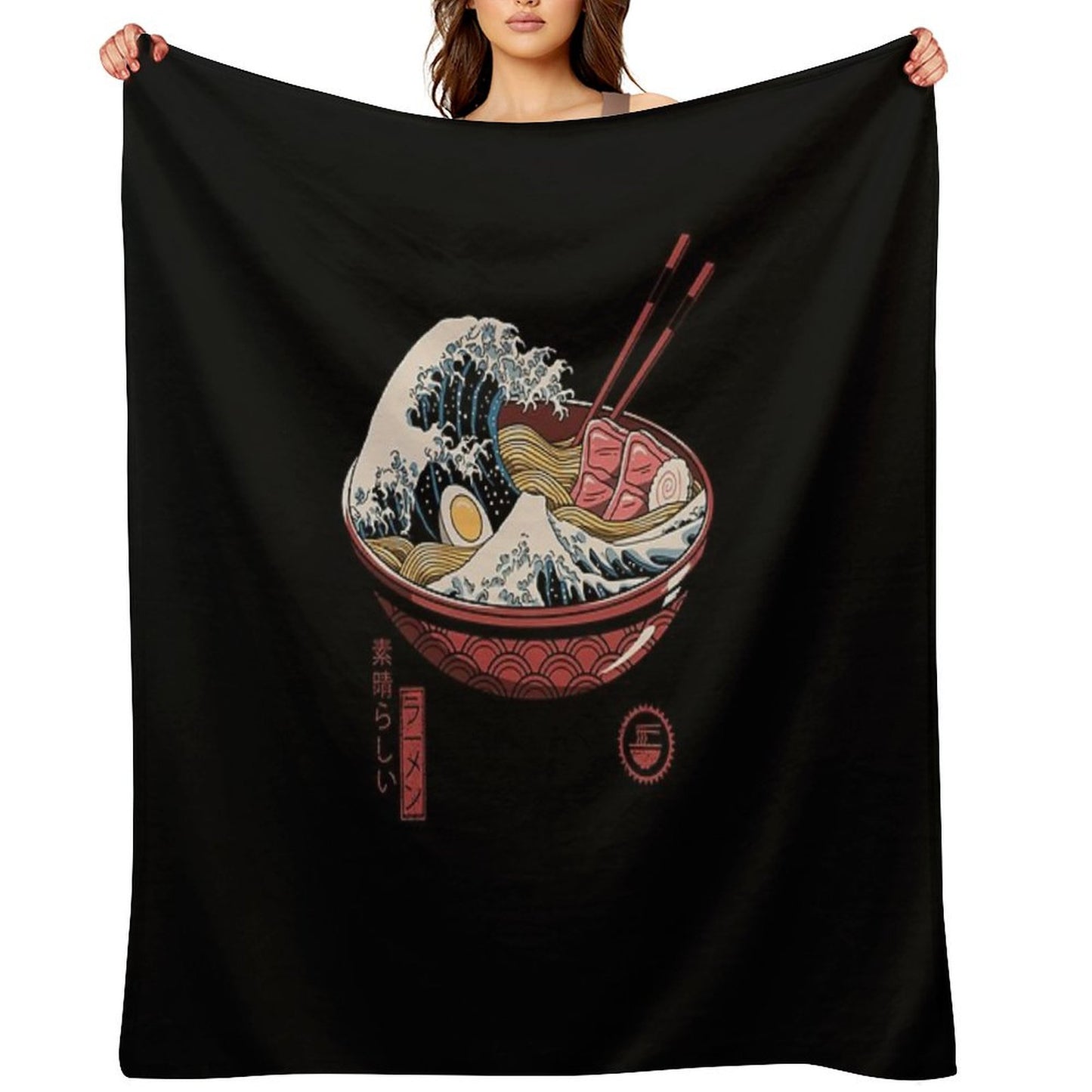 Great Ramen Wave Throw Blanket