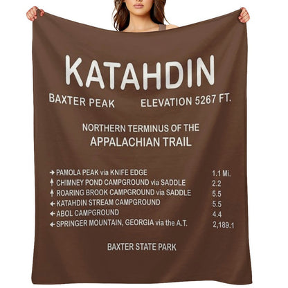 Katahdin Summit Sign - Appalachian Trail Throw Blanket