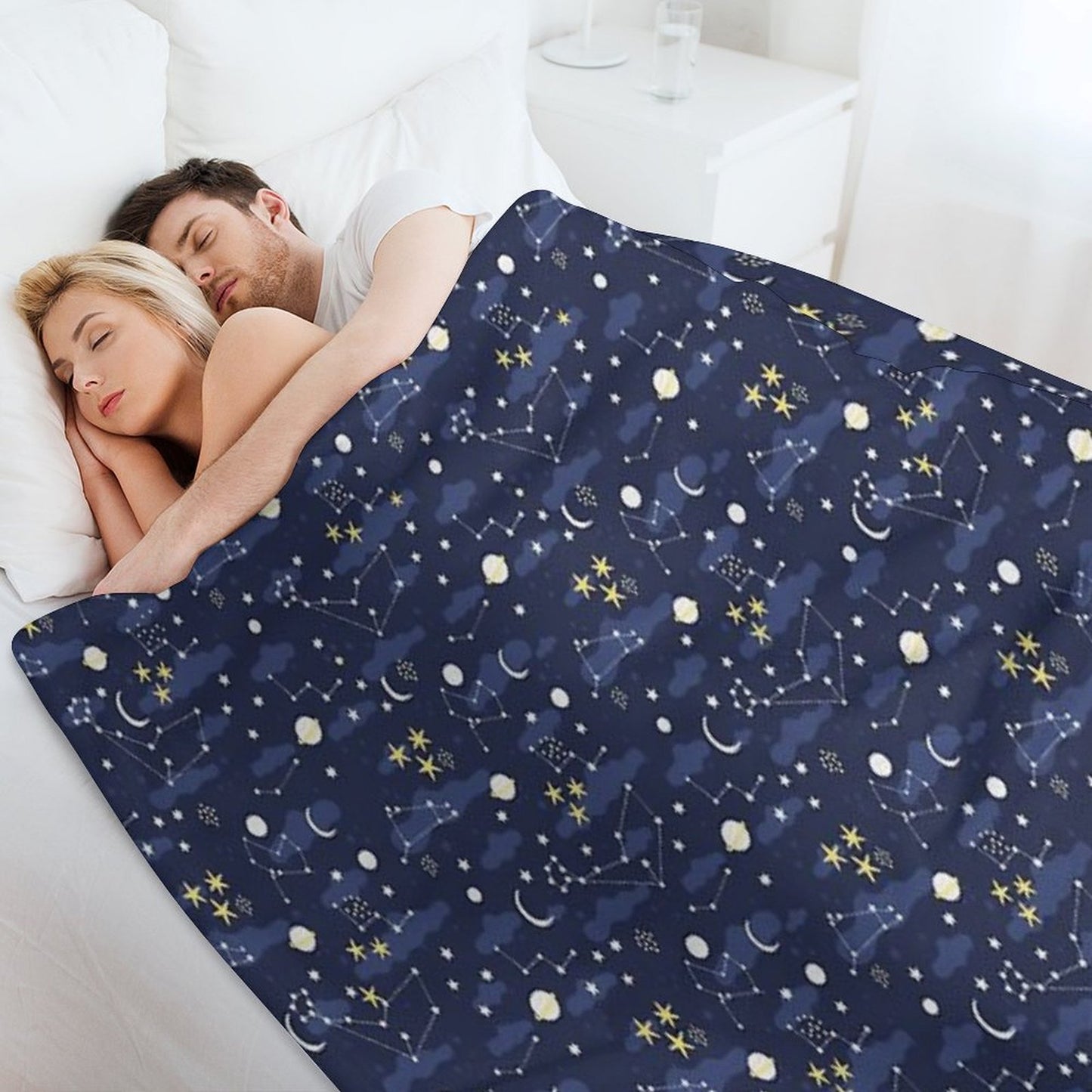 Galaxy - Cosmos, Moon And Stars. Astronomy Pattern. Cute Cartoon Universe Design. Throw Blanket