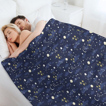 Galaxy - Cosmos, Moon And Stars. Astronomy Pattern. Cute Cartoon Universe Design. Throw Blanket