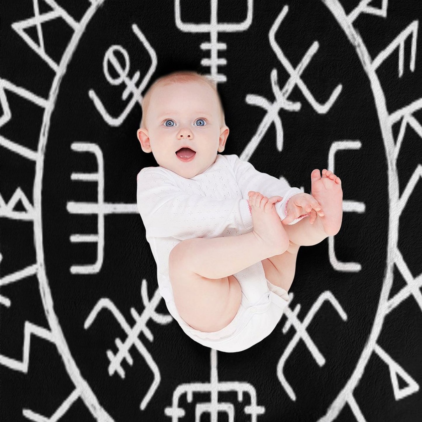 Nordic Mythology Rune Circle Throw Blanket