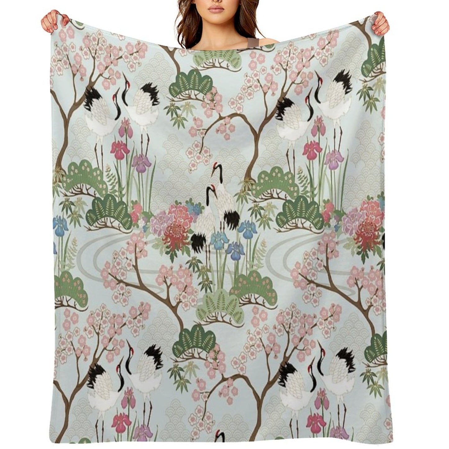 Japanese Garden Chantilly Throw Blanket