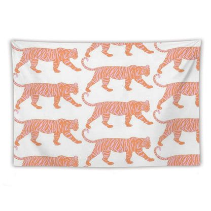 Orange And Pink Tiger Tapestry
