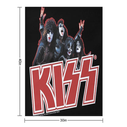KISS Demon, Starchild, Spaceman And Catman Throw Blanket