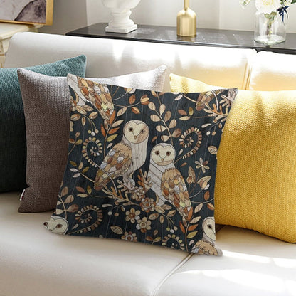 Wooden Wonderland Barn Owl Collage Soft Luxury Feel Throw Pillow