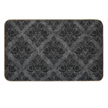 Gothic Black Damask Bath Mat