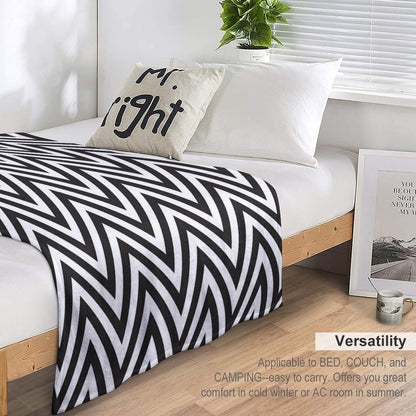 MODERN CHEVRON PATTERN Bold Monochrome Black + White Throw Blanket