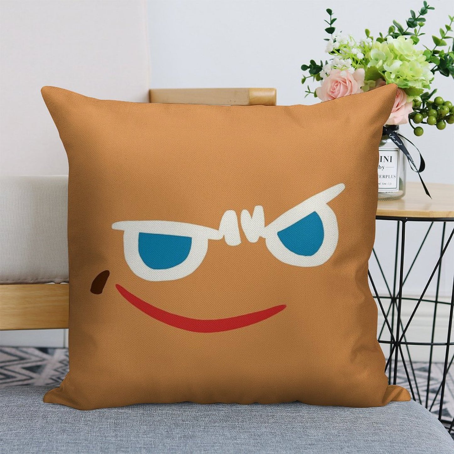 Gingerbrave Cursed Face Linen Throw Pillow Cover
