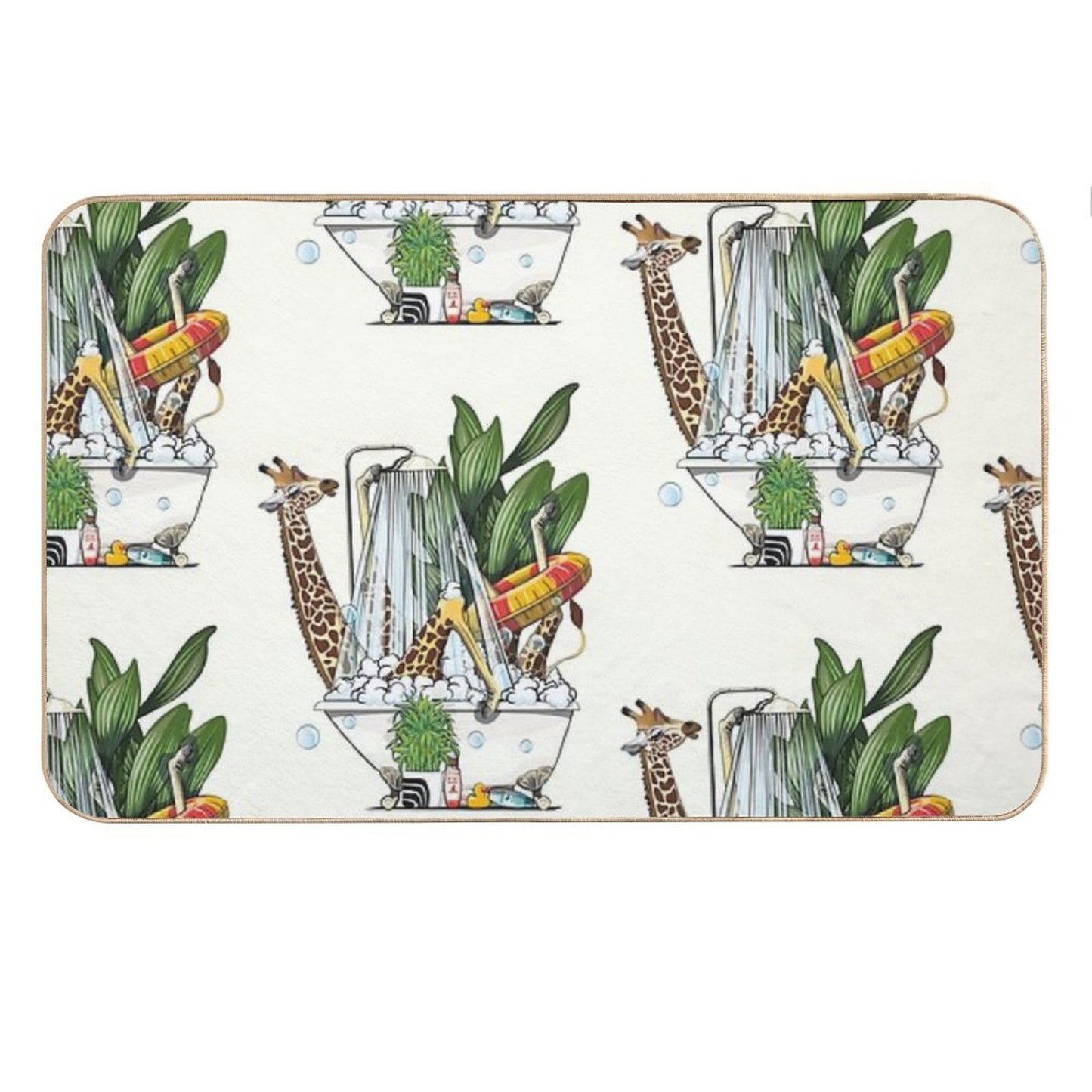 Giraffe in The Bath, Funny Animal Safari Bathroom Joke Bath Mat