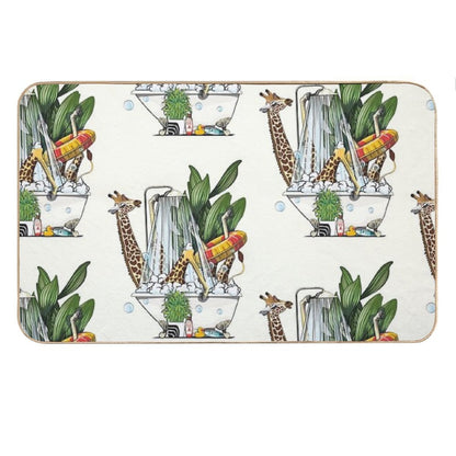 Giraffe in The Bath, Funny Animal Safari Bathroom Joke Bath Mat