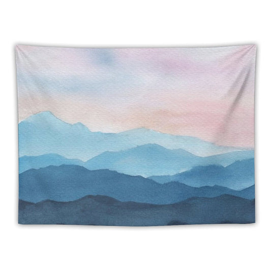 Blue Abstract Mountains Tapestry