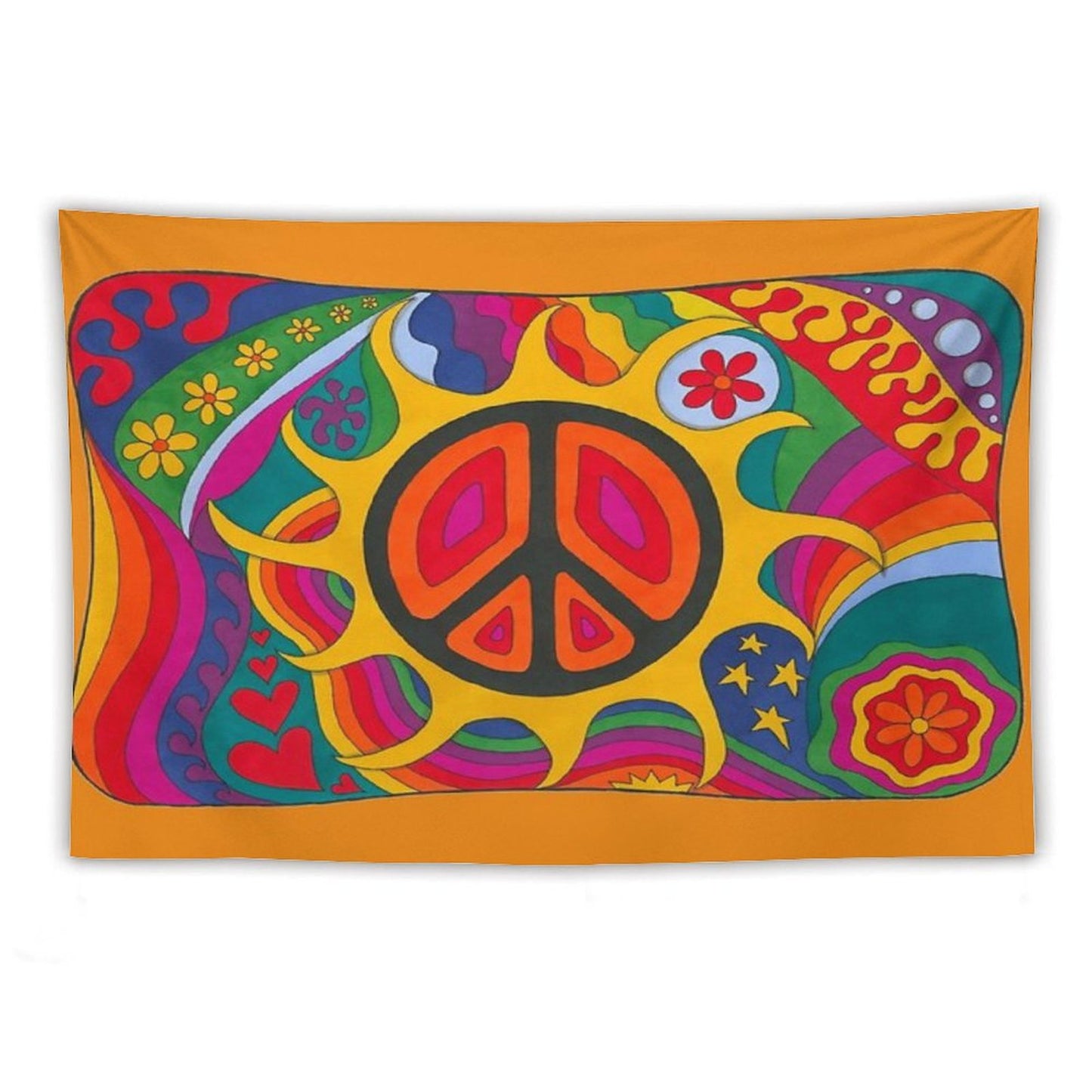 Psychedelic Flaming Peace Tapestry