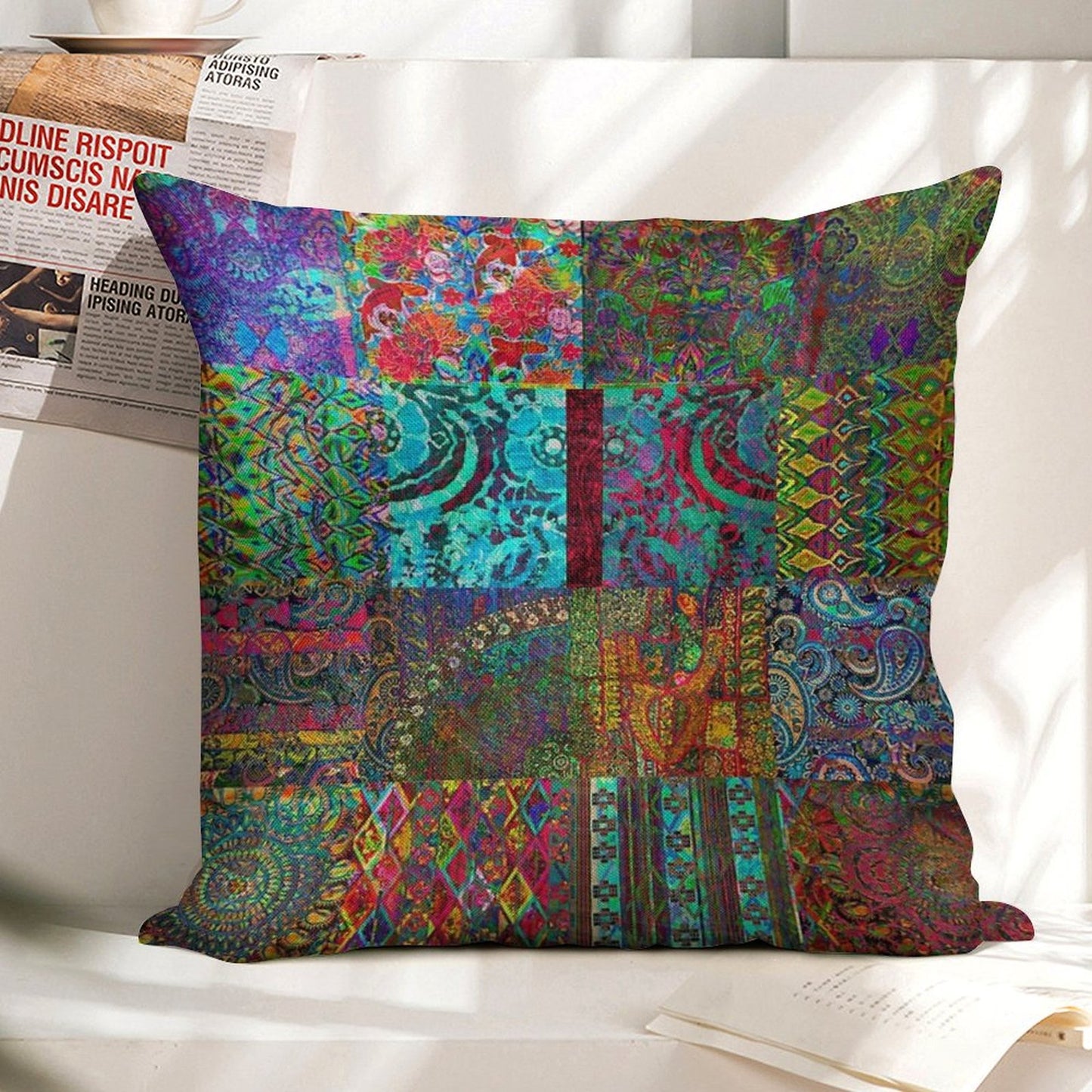 Bohemian Wonderland Linen Throw Pillow Cover
