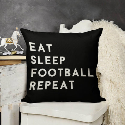 Eat Sleep Football Repeat Linen Throw Pillow Cover
