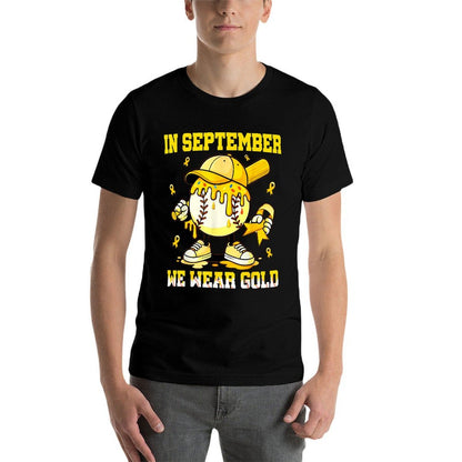 in September We Wear Gold Baseball Drip Boy Childhood Cancer  Classic T-Shirt