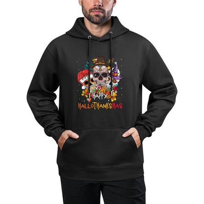Sugar-Skull Skeleton Halloween Xmas Happy Hallothanksmas Versatile Streetwear Hoodie
